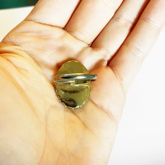 Vintage ceramic floral design ring adjustable size - Picture 4 of 6